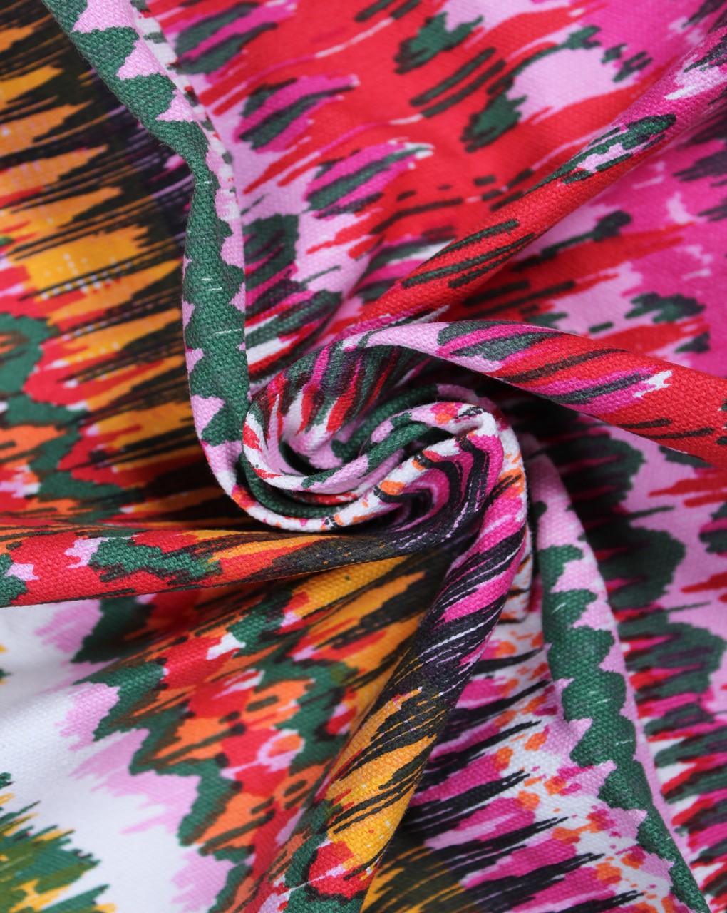 Multicolor Ikat Design Cotton Canvas Fabric