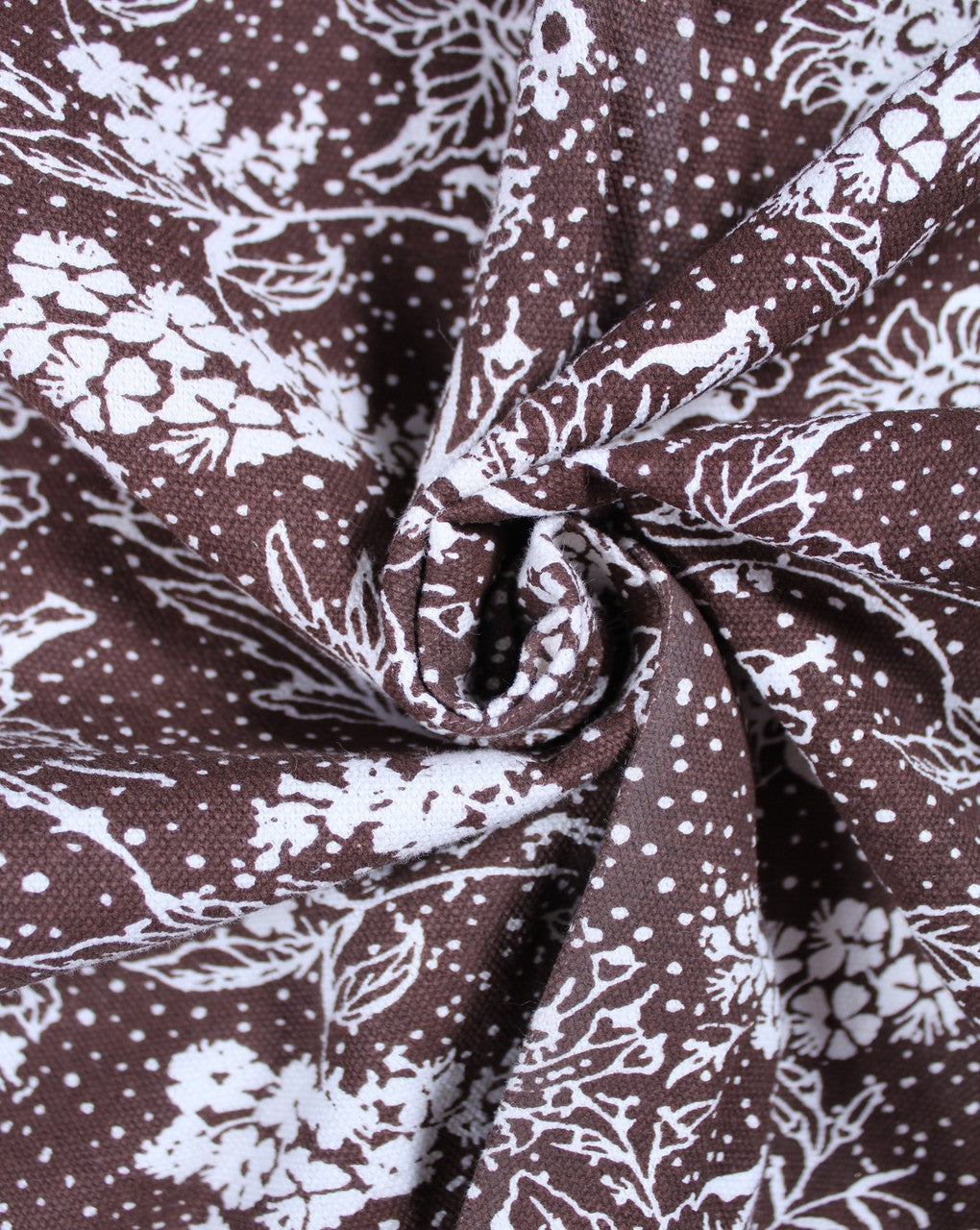 Brown Floral Design Cotton Canvas Fabric