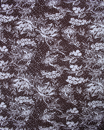 Brown Floral Design Cotton Canvas Fabric