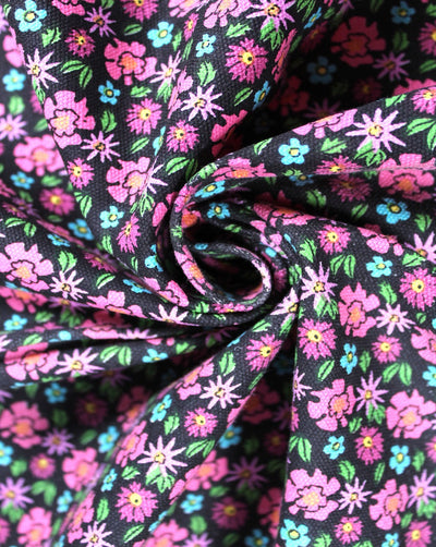 Multicolor Floral Design Cotton Canvas Fabric