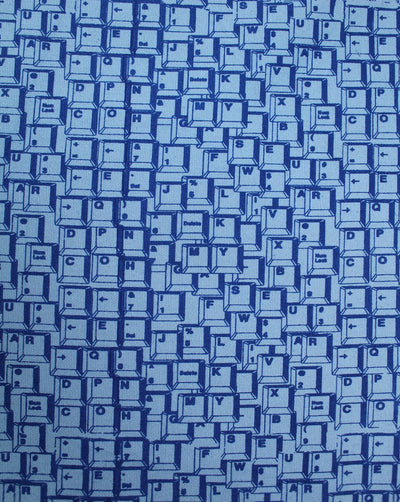 Blue Abstract Design Cotton Canvas Fabric