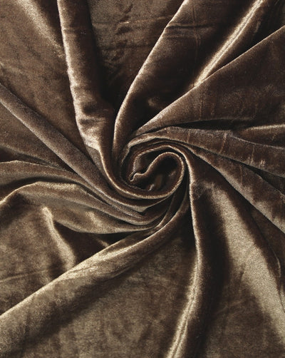 Brown Plain Design Polyester Velour Velvet Fabric