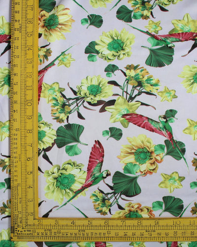 Multicolor Birds Design Polyester Scuba Fabric