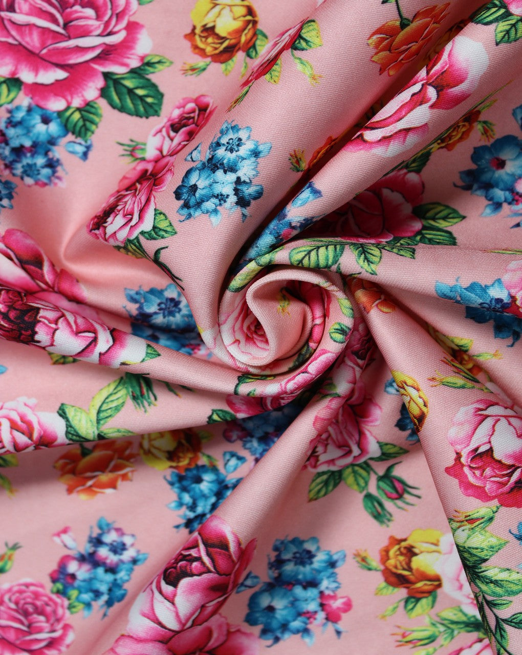 Multicolor Rose Design Polyester Scuba Fabric