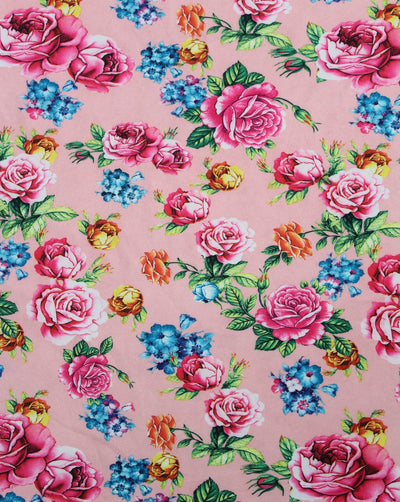 Multicolor Rose Design Polyester Scuba Fabric