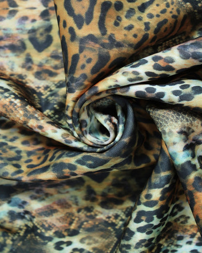 Multicolor Jaguar Design Polyester Scuba Fabric