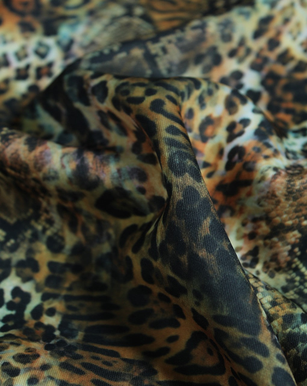Multicolor Jaguar Design Polyester Scuba Fabric