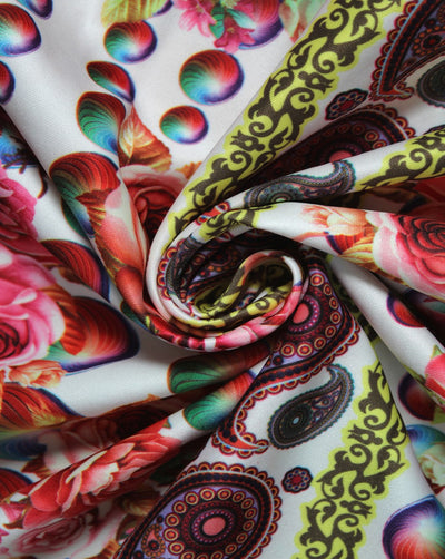 Multicolor Paisley Design Polyester Scuba Fabric