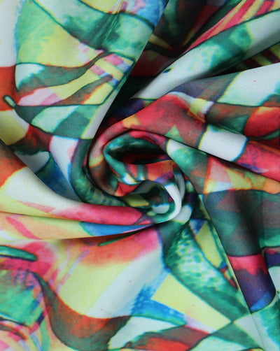 Multicolor Abstract Design Polyester Scuba Fabric