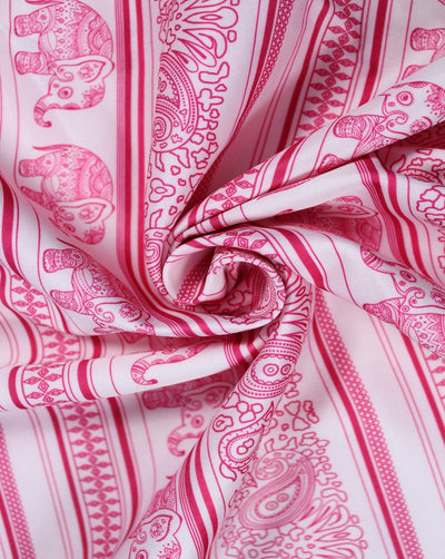 Pink Elephant Design Polyester Scuba Fabric