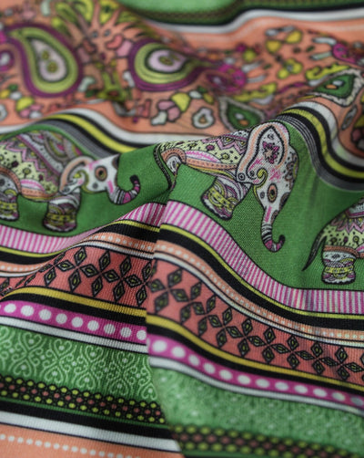 Multicolor Jaipuri Print Polyester Scuba Fabric
