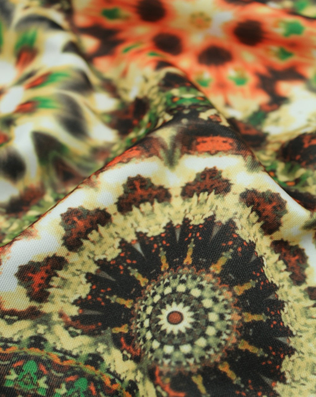 Multicolor Rangoli Design Polyester Scuba Fabric