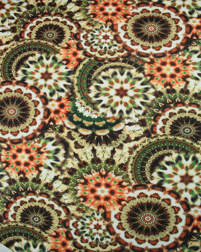 Multicolor Rangoli Design Polyester Scuba Fabric