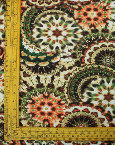 Multicolor Rangoli Design Polyester Scuba Fabric