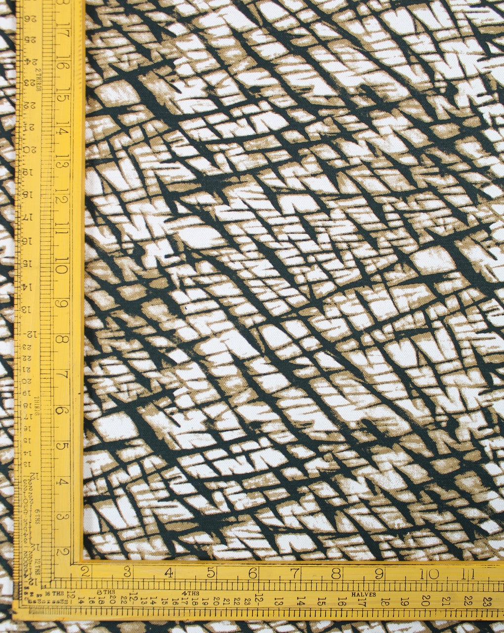 Black Golden Abstract Design Cotton Canvas Fabric