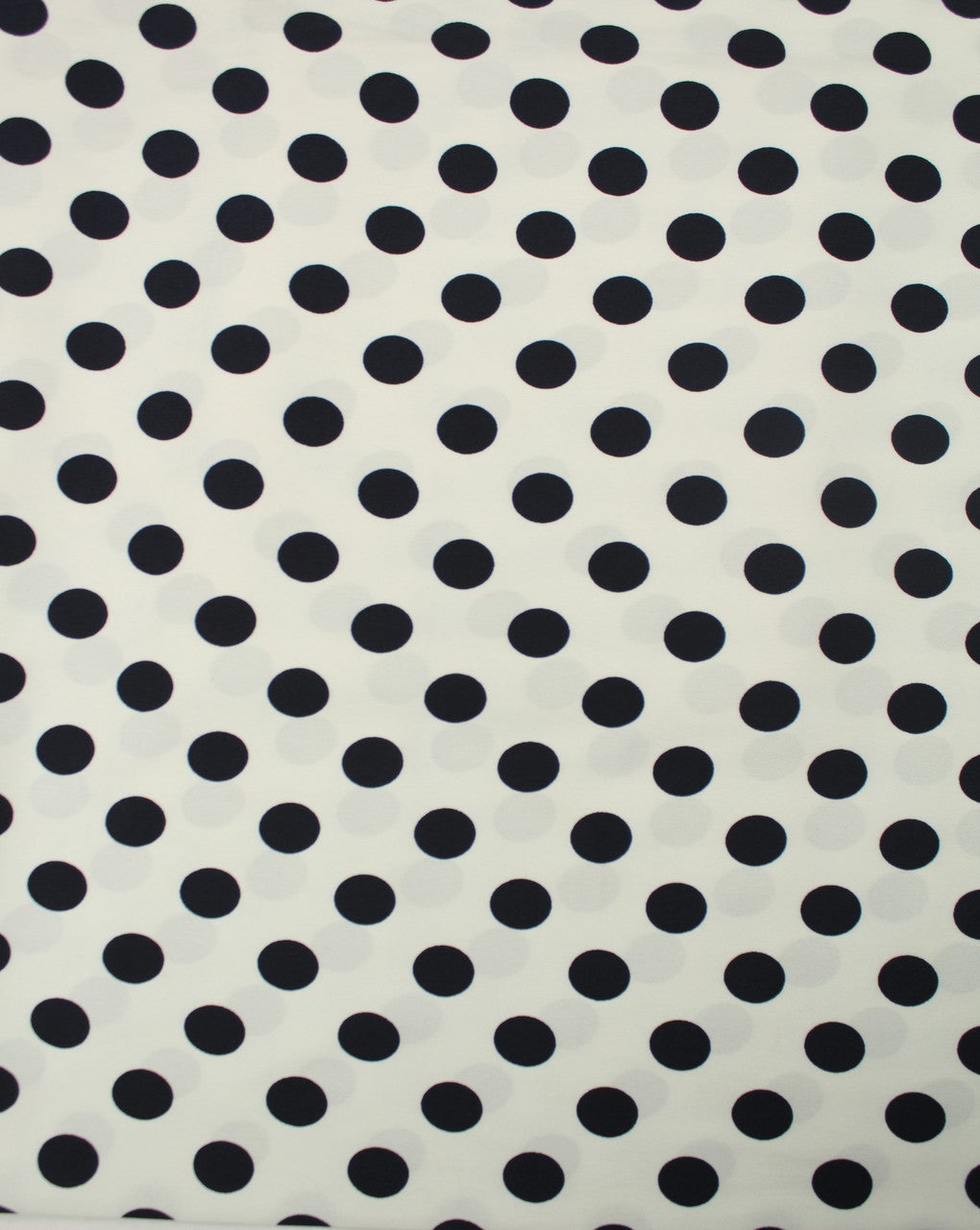 White And Navy Blue Polka Dots Design Polyester Crepe Fabric