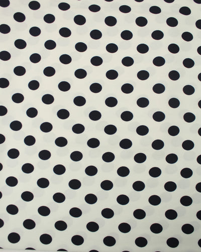 White And Navy Blue Polka Dots Design Polyester Crepe Fabric