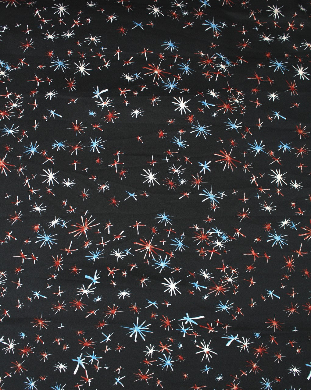 Black And Multicolor Cracker Spark Design Polyester Crepe Fabric