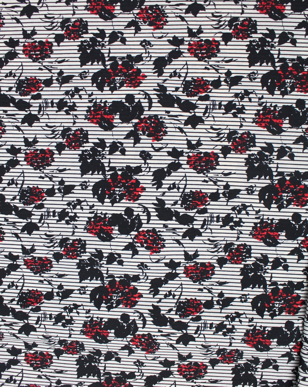 White And Multicolor Floral Design Polyester Crepe Fabric