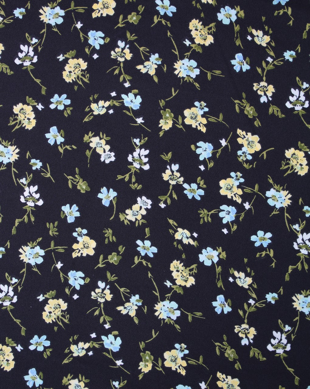 Black And Multicolor Floral Design 2 Polyester Crepe Fabric