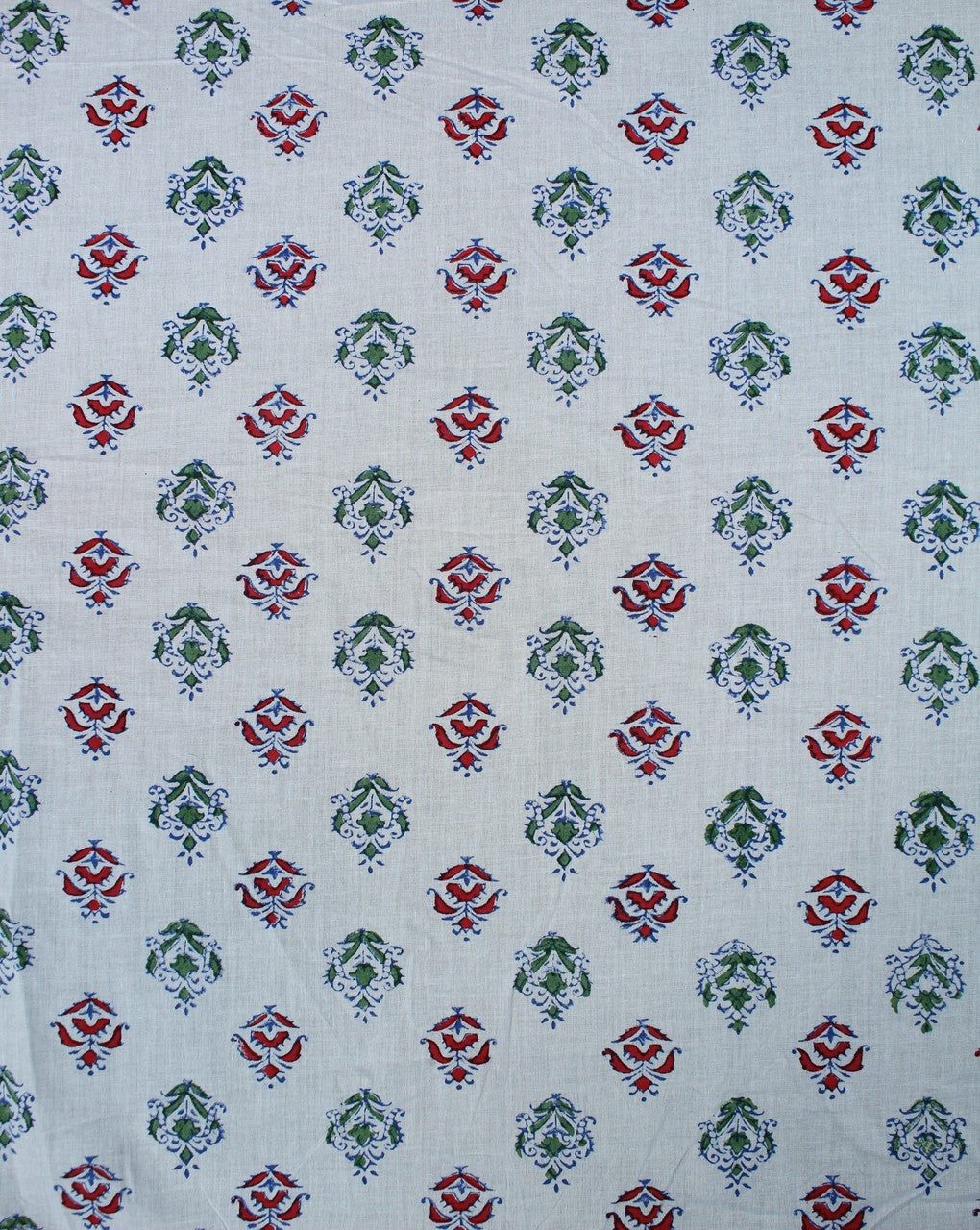 White And Multicolor Abstract Design Cotton Cambric Fabric