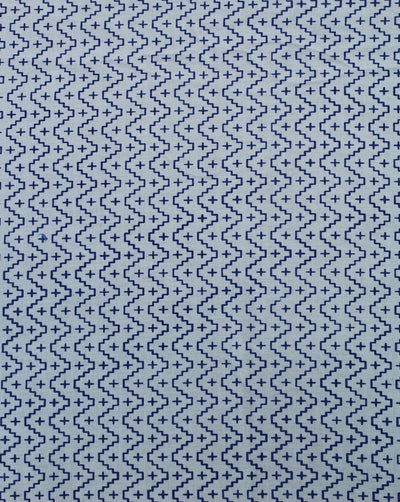 White And Blue Chevron Design Cotton Cambric Fabric