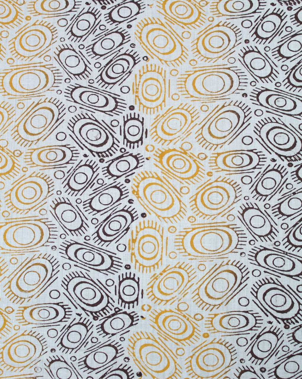 White And Multicolor Abstract Design Cotton Cambric Fabric