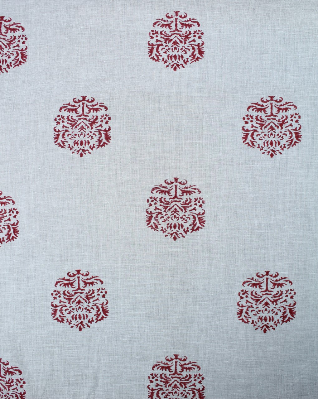 White And Maroon Abstract Design Cotton Voil Fabric
