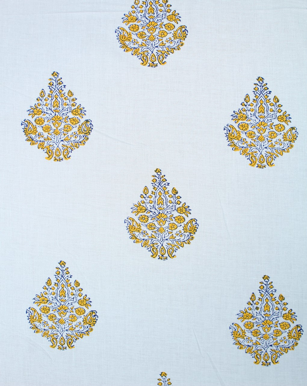 White And Yellow Booti Design Cotton Cambric Fabric