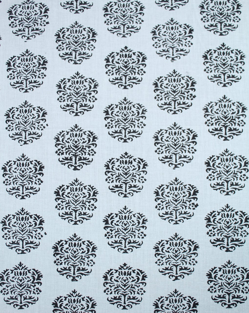 White And Black Abstract Design Cotton Cambric Fabric