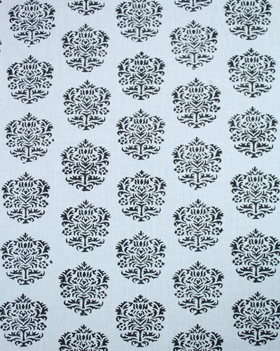 White And Black Abstract Design Cotton Cambric Fabric