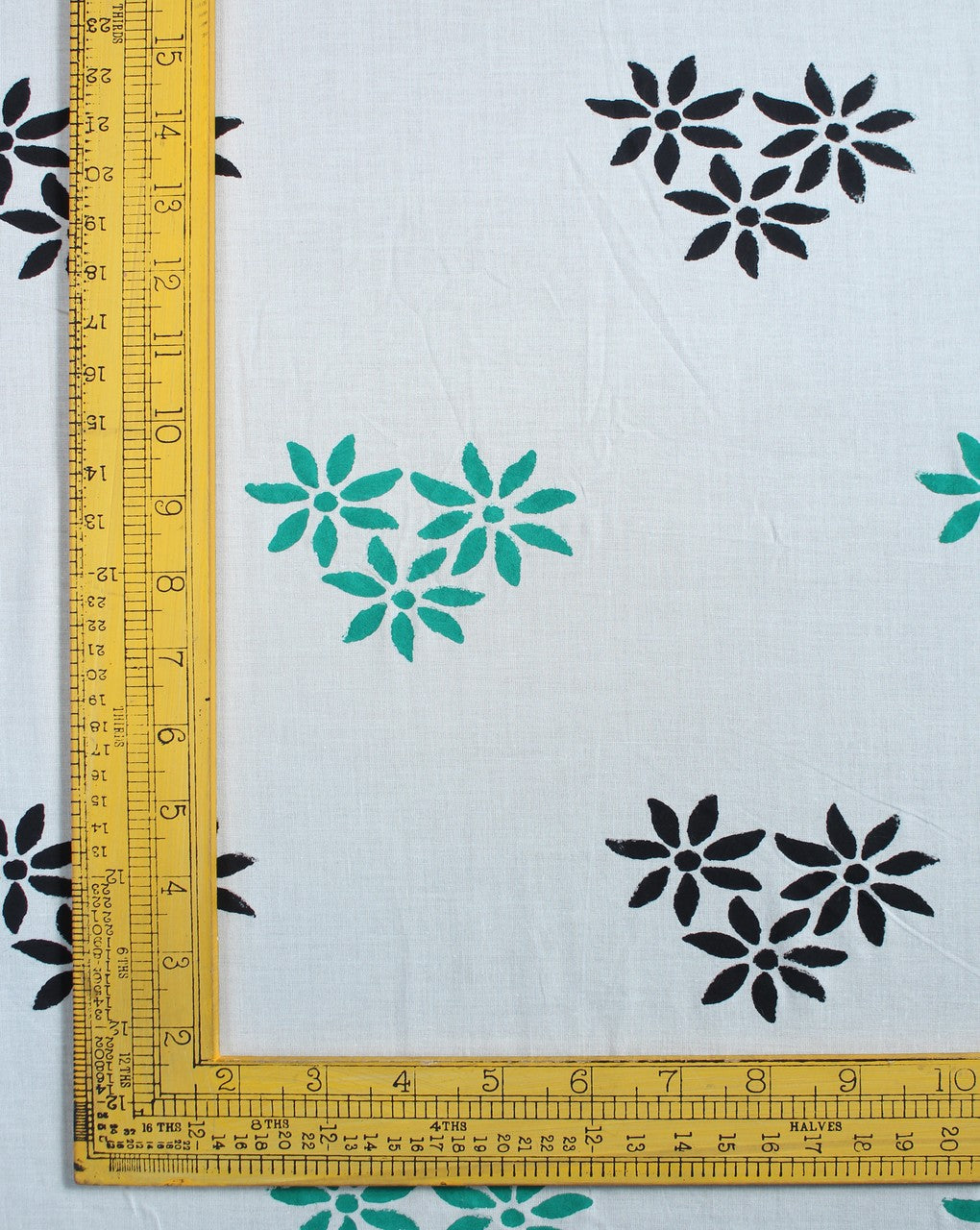 White And Black Floral Design Cotton Cambric Fabric