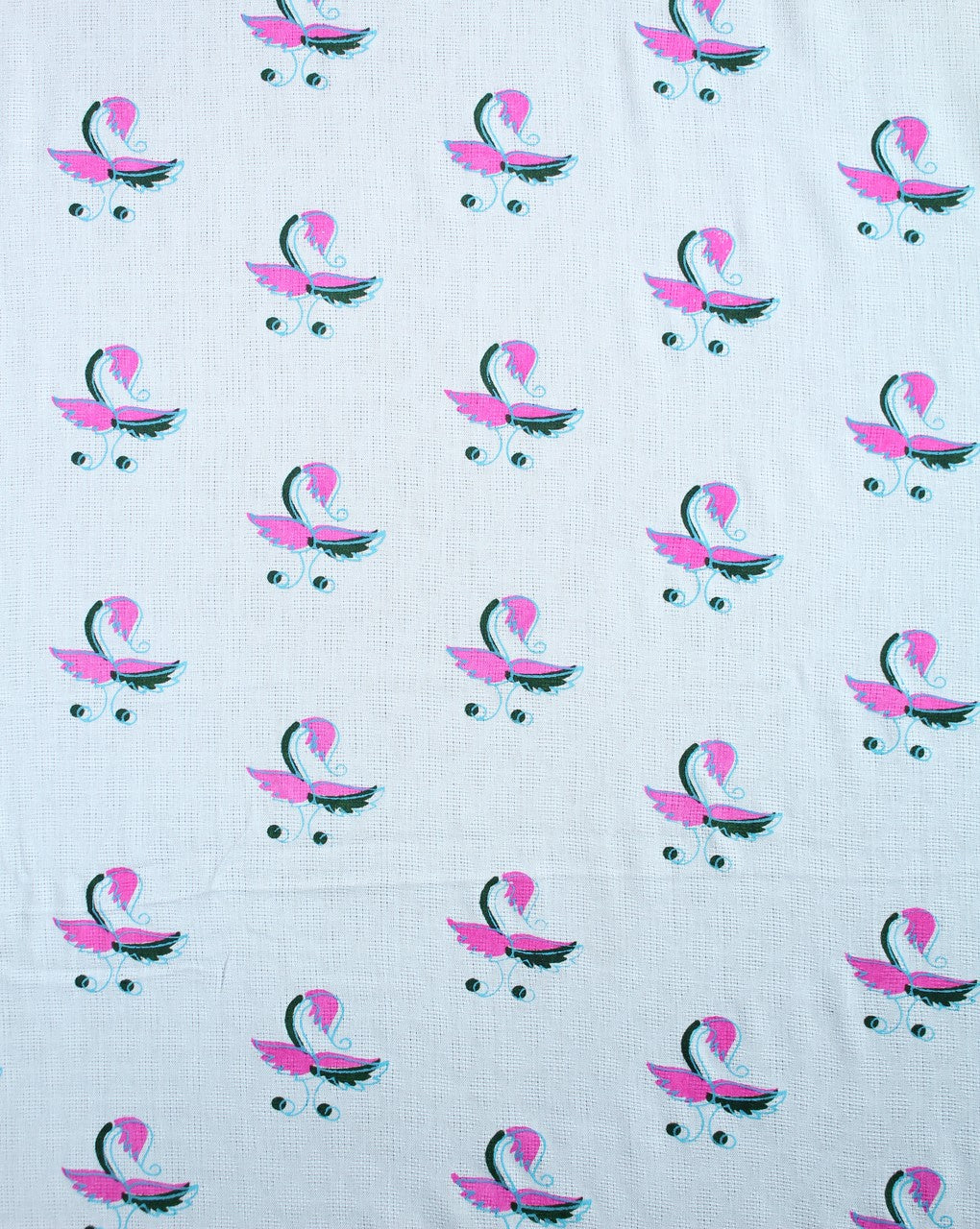 White And Pink Leaf Design Cotton Cambric Fabric