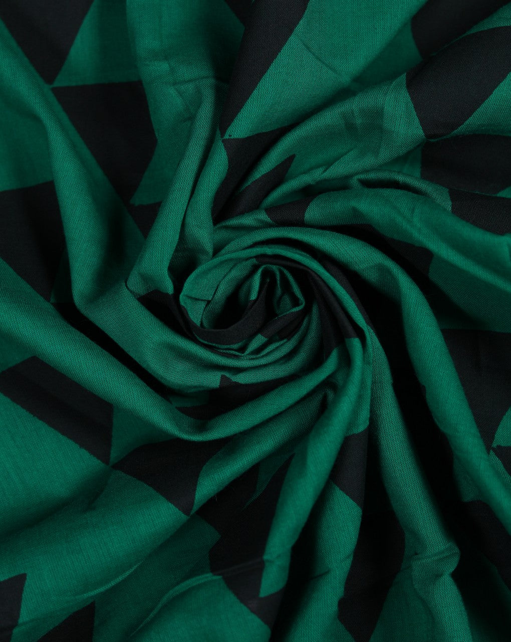 Green And Black Abstract Design Cotton Cambric Fabric