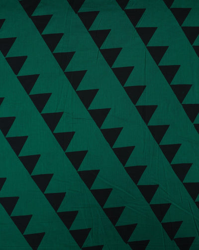 Green And Black Abstract Design Cotton Cambric Fabric
