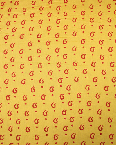 Yellow And Red Paisley Design Cotton Cambric Fabric