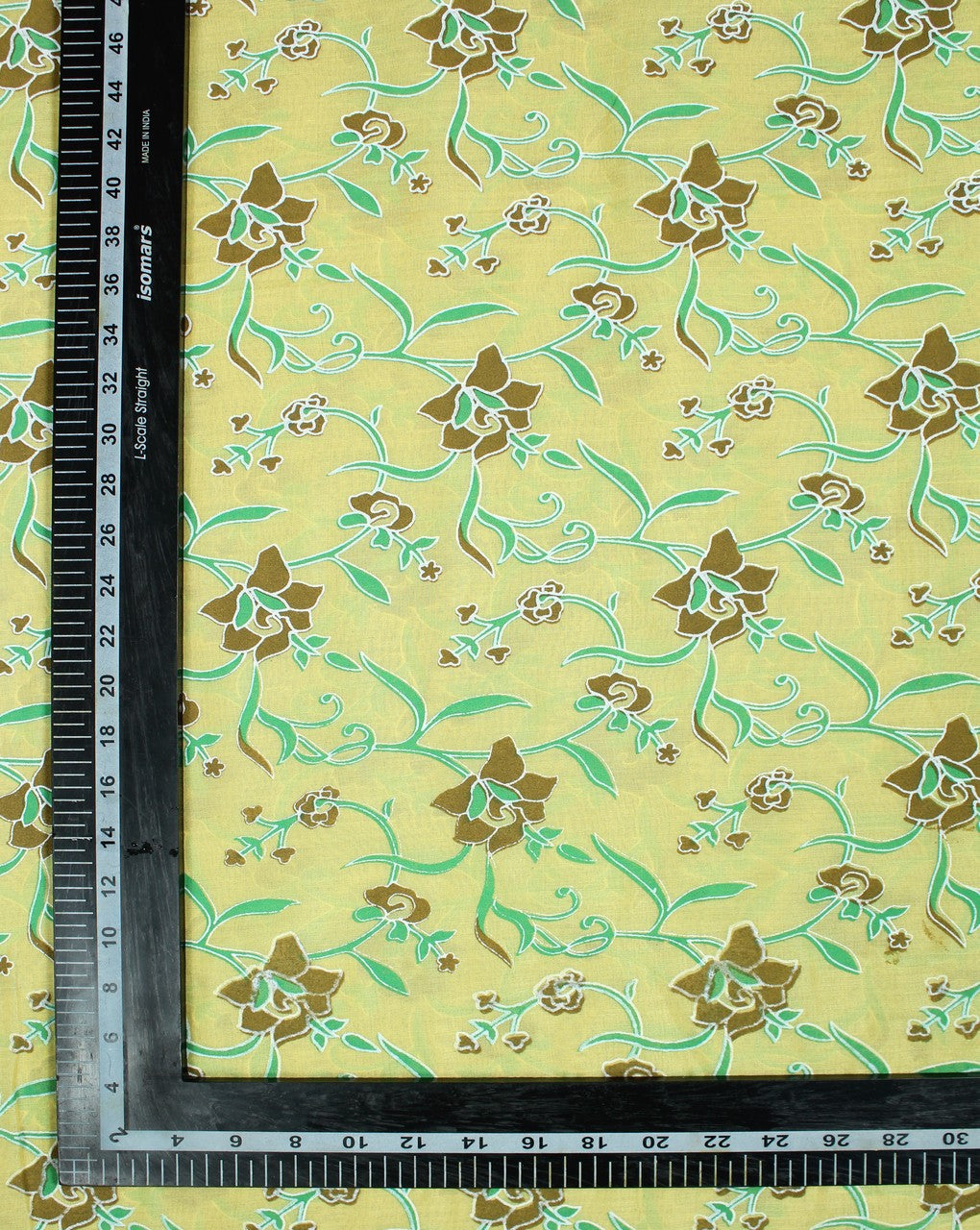 Yellow And Multicolor Floral Design Cotton Voil Fabric