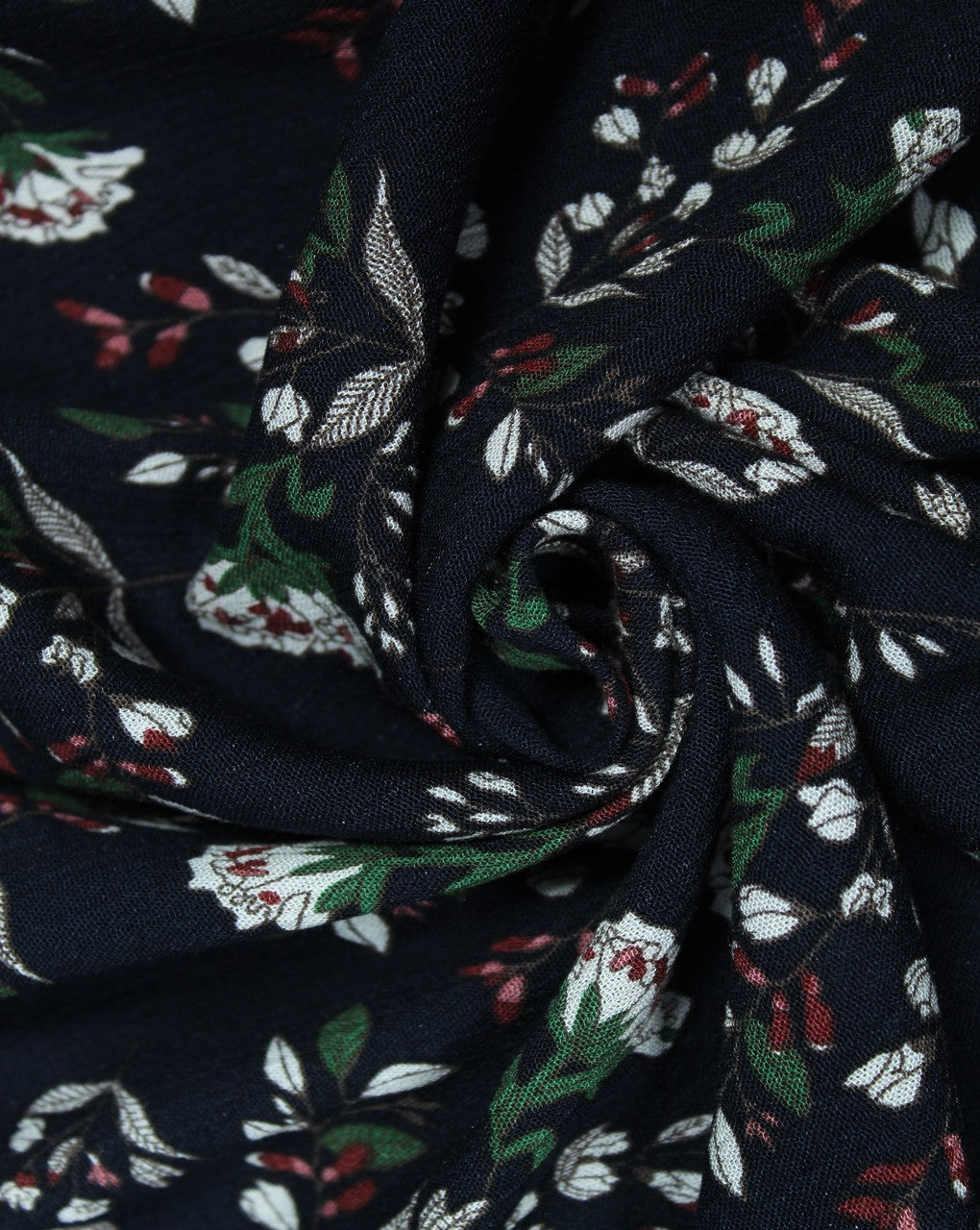 Black And Multicolor Flower Print Rayon Fabric