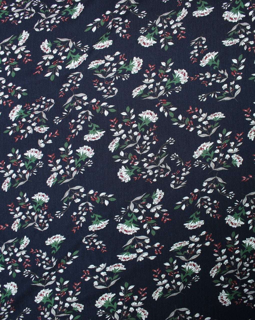 Black And Multicolor Flower Print Rayon Fabric