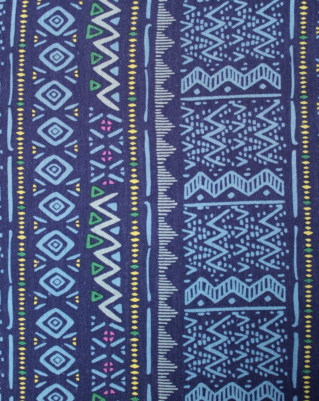 Blue And Multicolor Abstract Print Rayon Fabric