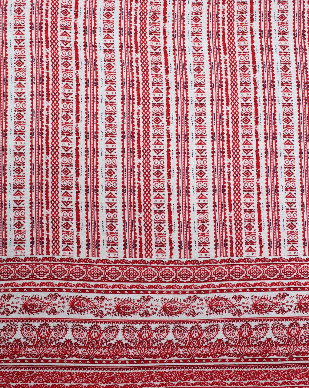 White And Red Stripes Design Rayon Fabric