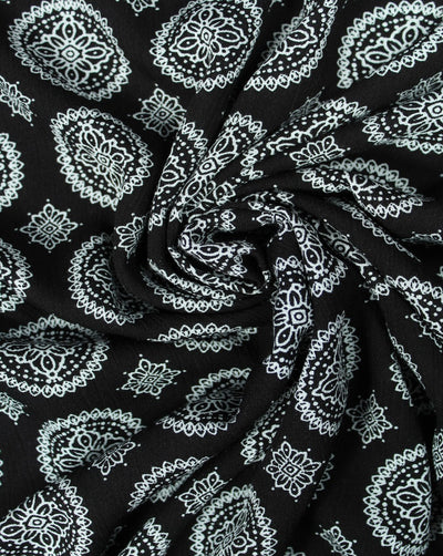 Black And White Abstract Design Rayon Fabric