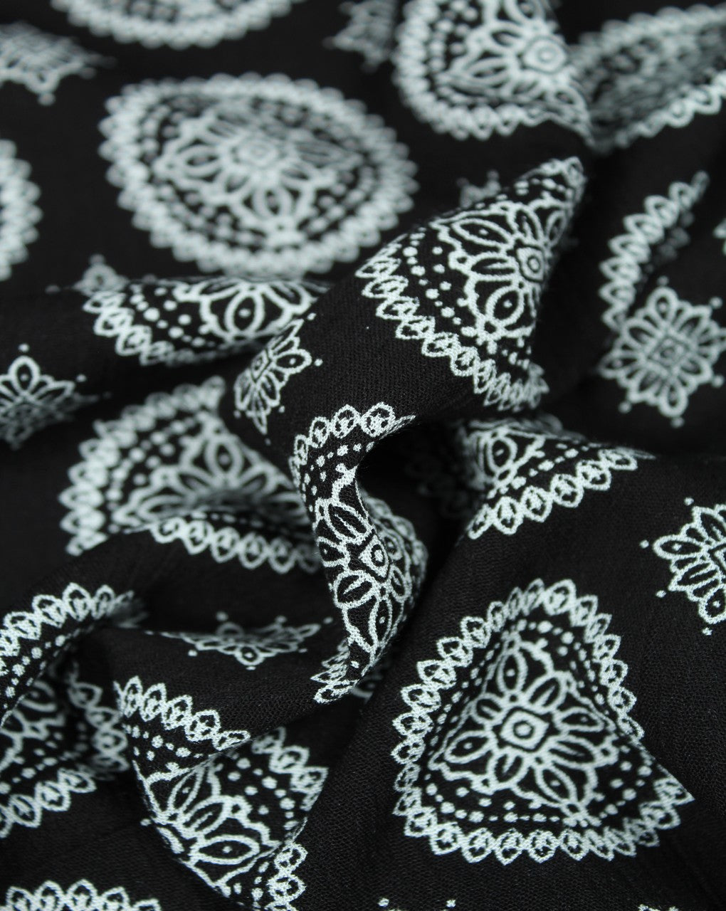 Black And White Abstract Design Rayon Fabric