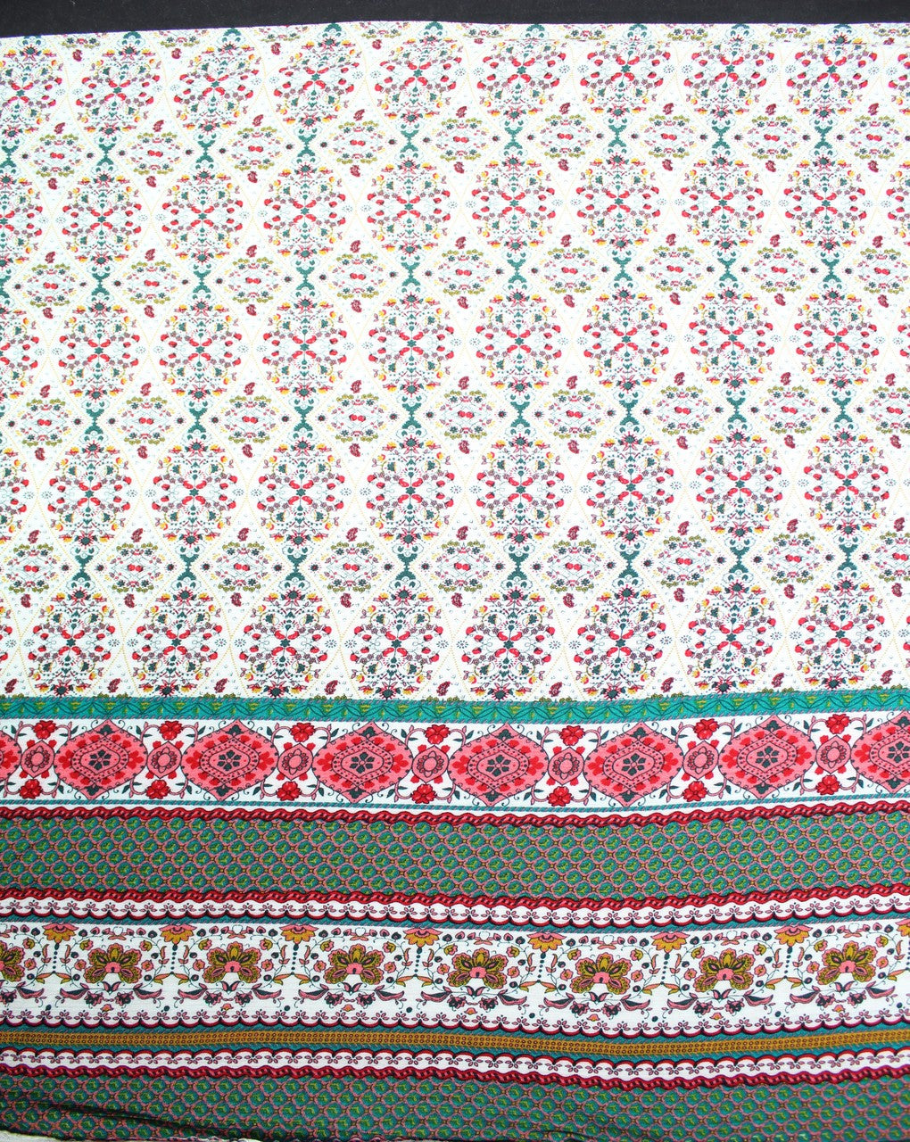 White And Multicolor Floral Print Rayon Fabric