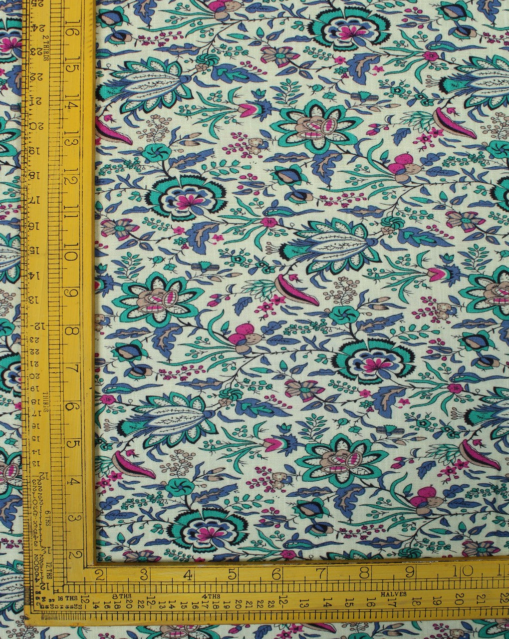 Yellow And Multicolor Floral Design Rayon Print Fabric