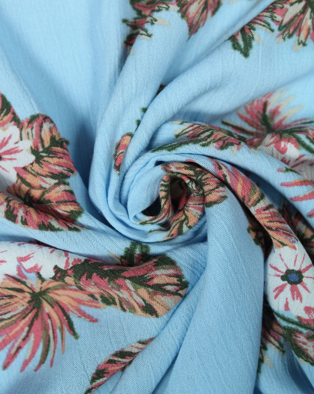 Blue And Multicolor Floral Design Rayon Fabric