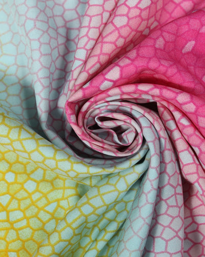 Pink And Multicolor Abstract Design Rayon Fabric