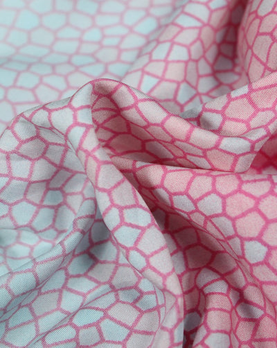 Pink And Multicolor Abstract Design Rayon Fabric