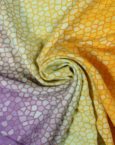 Orange And Multicolor Abstract Design Rayon Fabric