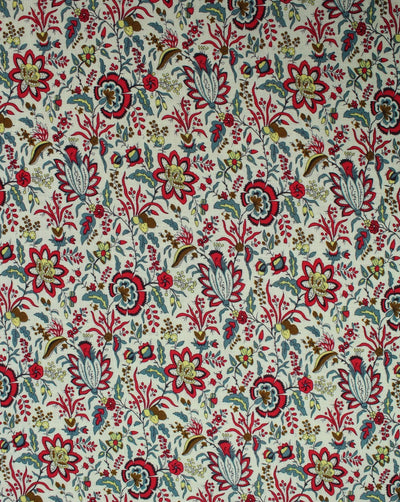 Cream And Multicolor Floral Design Rayon Fabric